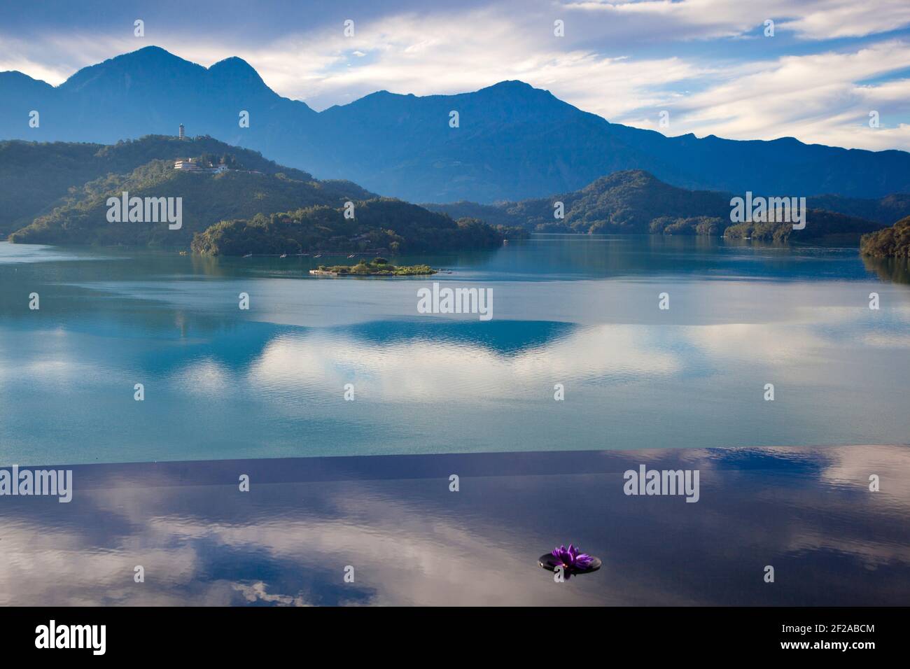 Taiwan, Nantou, Sun Moon Lake, Shuishe, Infinity pool at The Lalu hotel ...