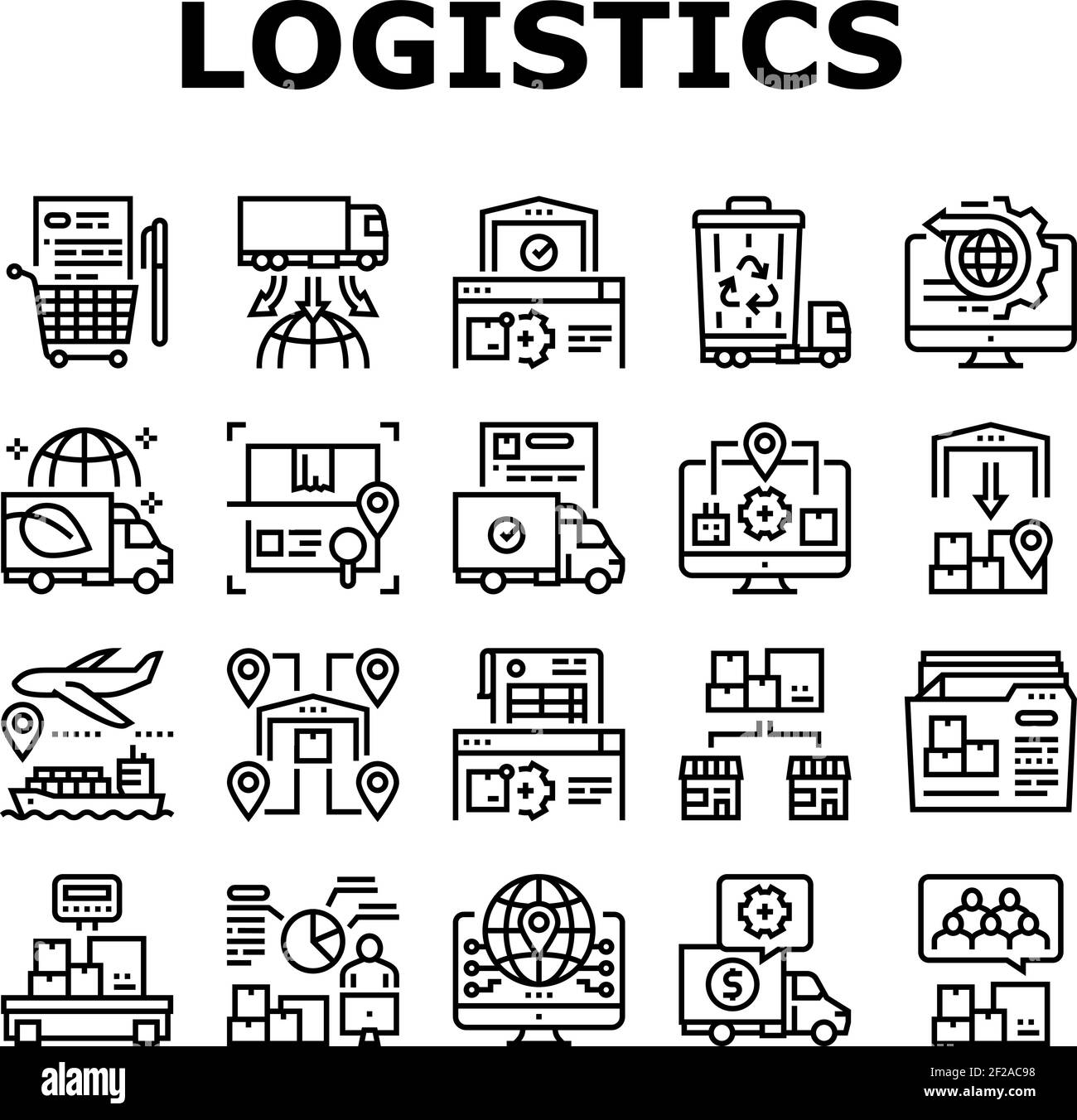 Logistics Business Collection Icons Set Vector Illustration Stock ...