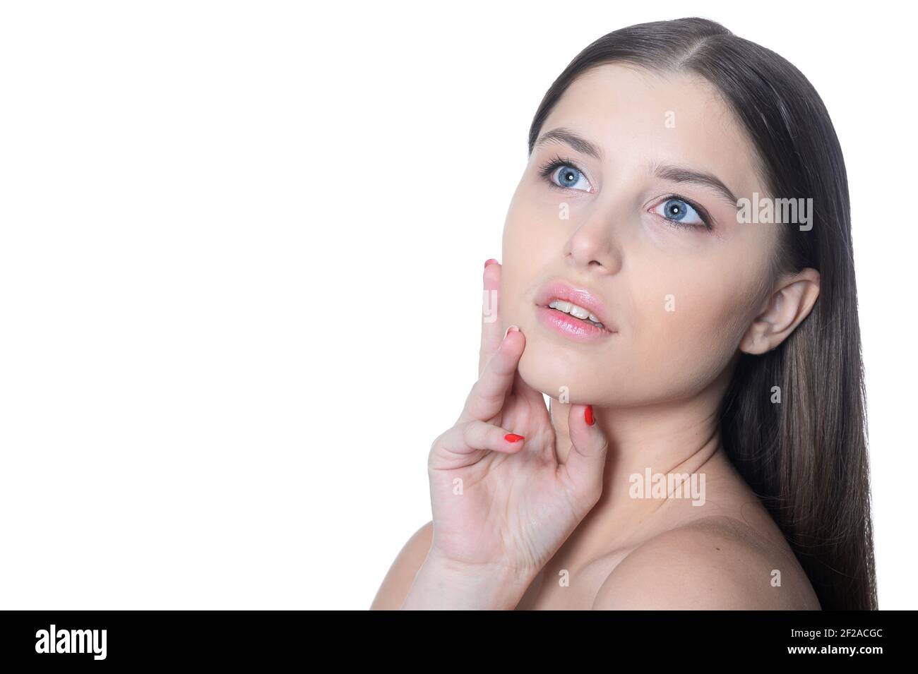Portrait of beautiful young woman with long hair Stock Photo - Alamy