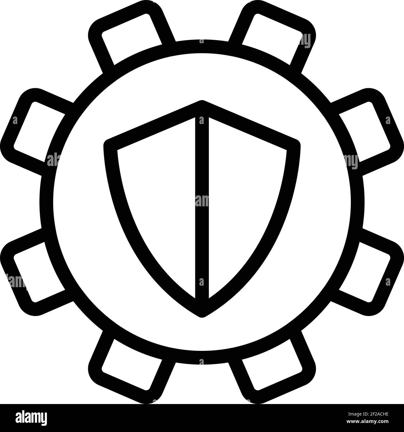 Secured gear interface icon. Outline secured gear interface vector icon for web design isolated on white background Stock Vector