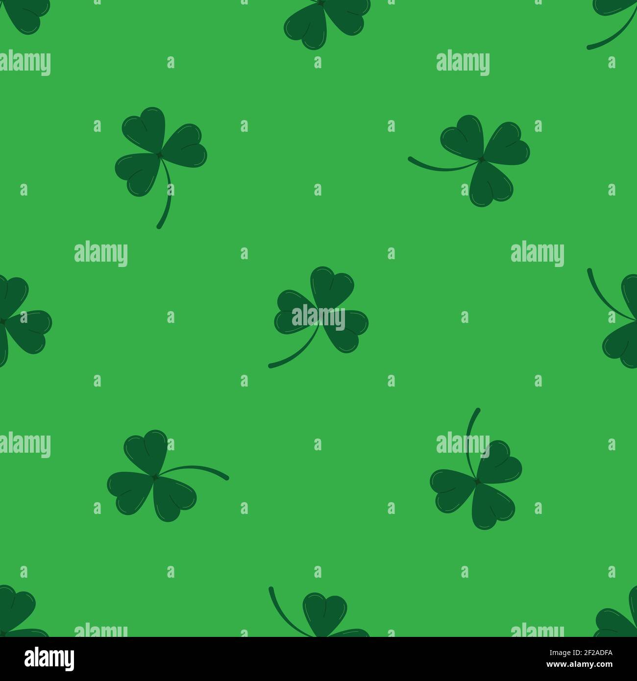 Clover leaves shamrock seamless pattern on green background. Stock Vector