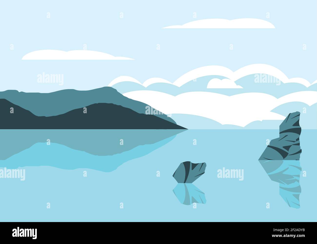 Lake Rocks Vector landscape lake mountains rocks sky Stock Vector Image & Art - Alamy
