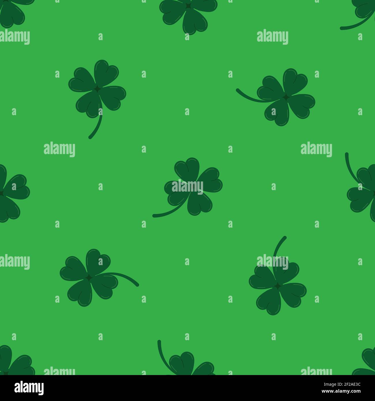Clover leaves seamless pattern on green background. Stock Vector