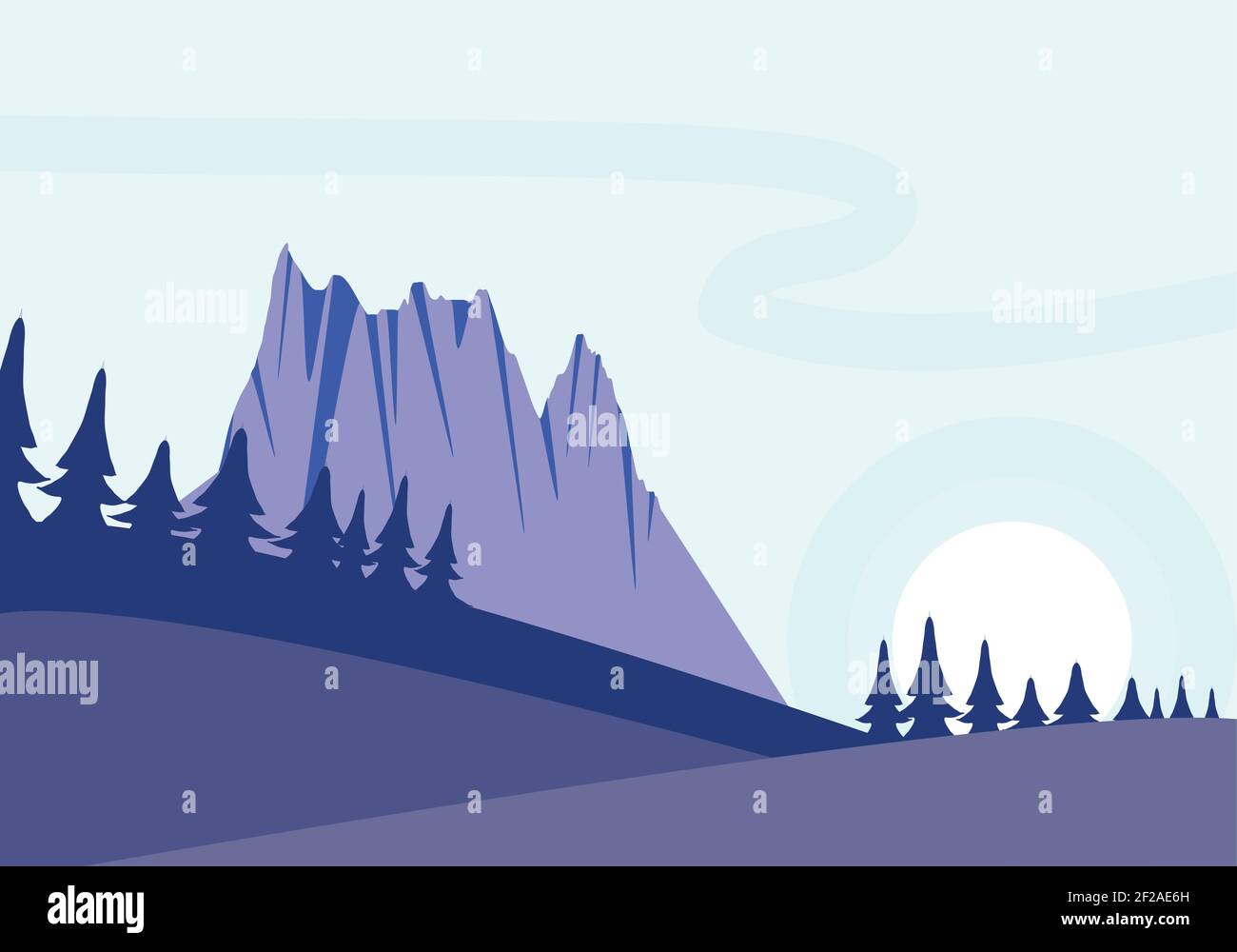 landscape peak mountains forest trees Stock Vector Image & Art - Alamy