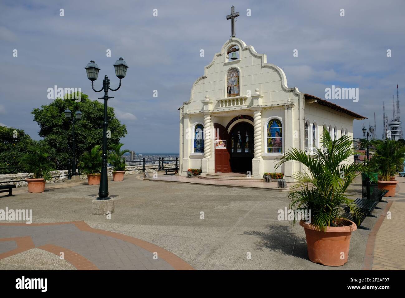 Ecuador Guayaquil - Cerro Santa Ana Church - Iglesia del Cerro Santa Ana Stock Photo