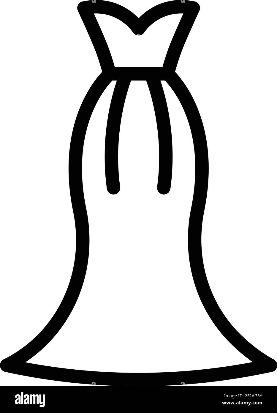 Wedding dress icon. Outline wedding dress vector icon for web design