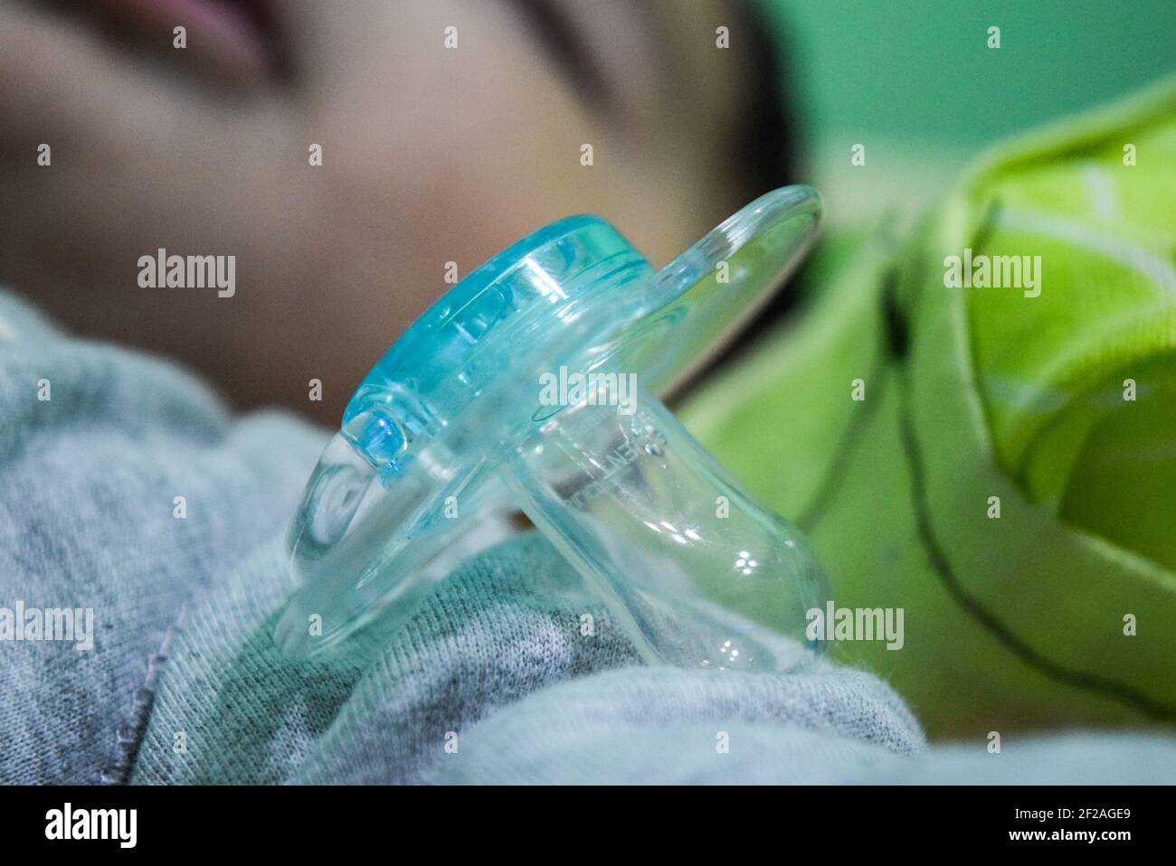 Close up of baby silicone pacifier Stock Photo