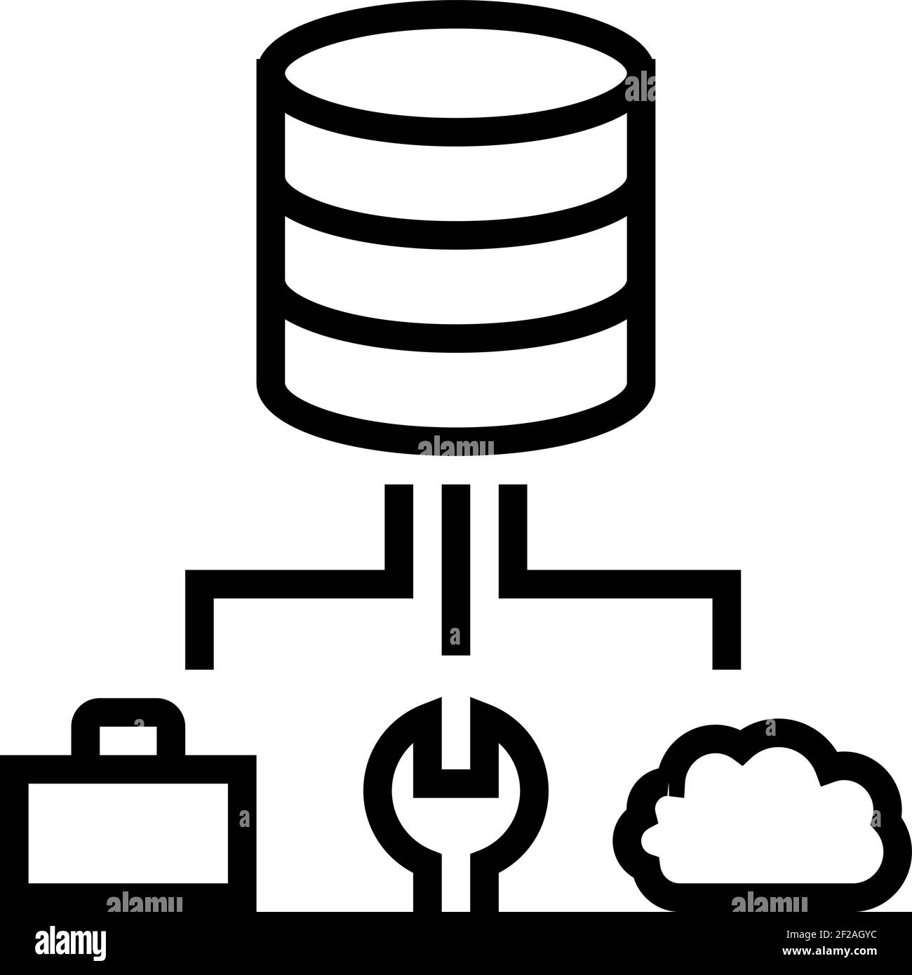 business, fix and cloud storage digital processing line icon vector ...
