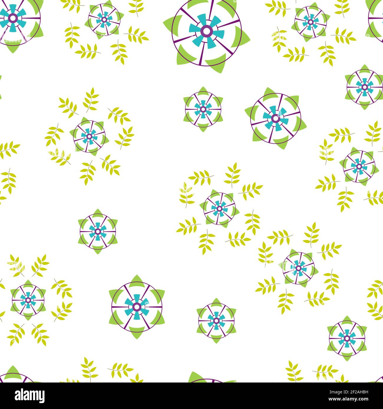 Vector seamless pattern of flowers and leaves on a white background ...