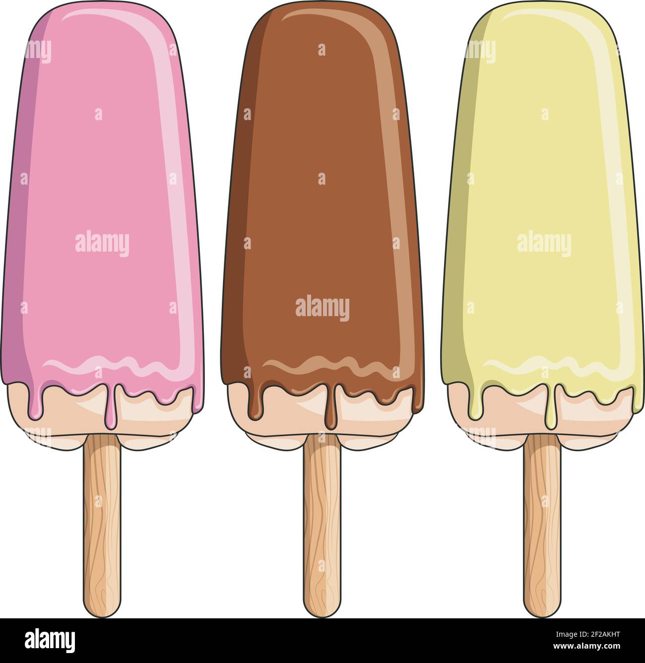 Vector colored ice lolly. Isolated objects. Stock Vector