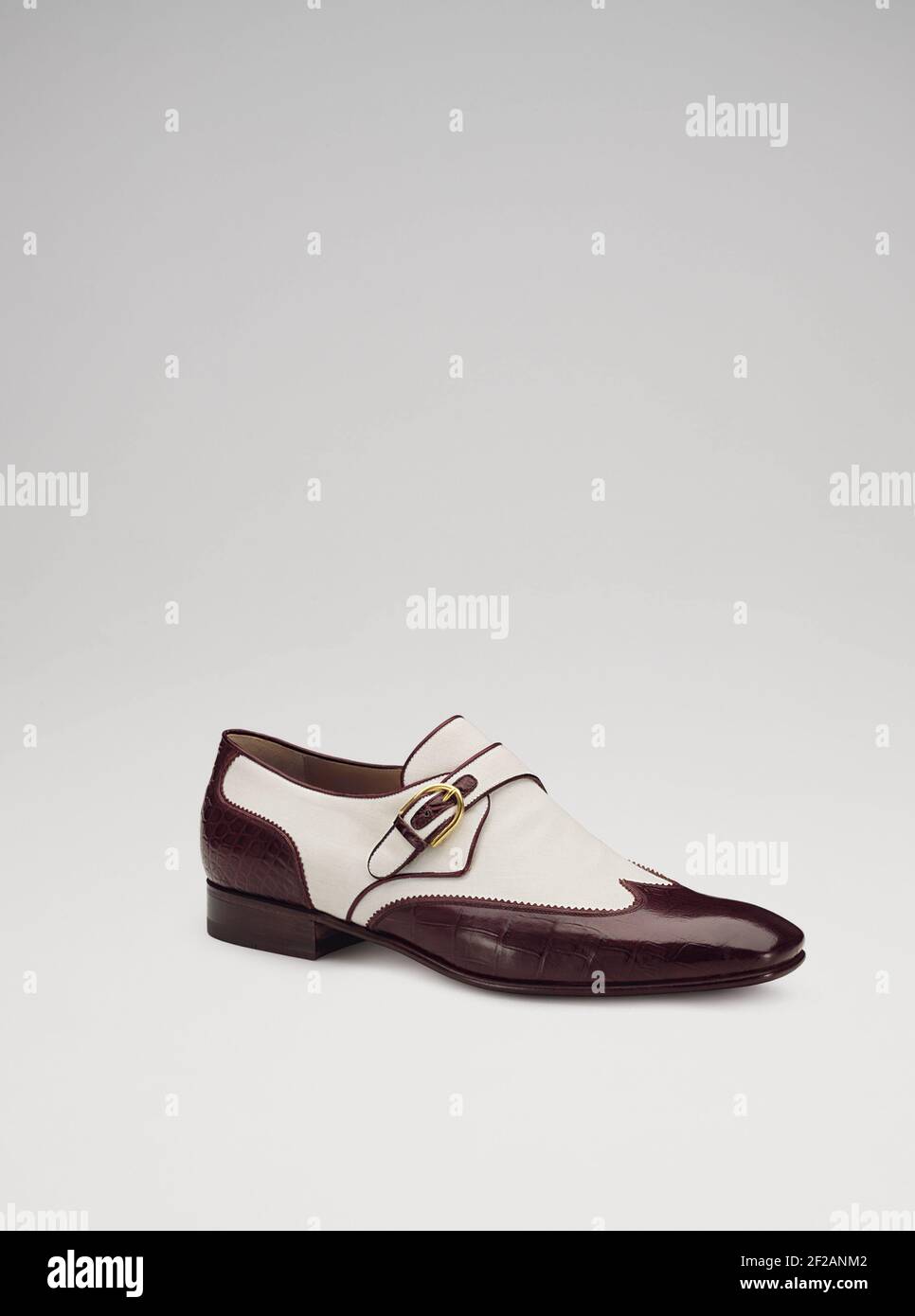 Elegant footwear personal accessory for men. Steel life studio shoot. Stock Photo