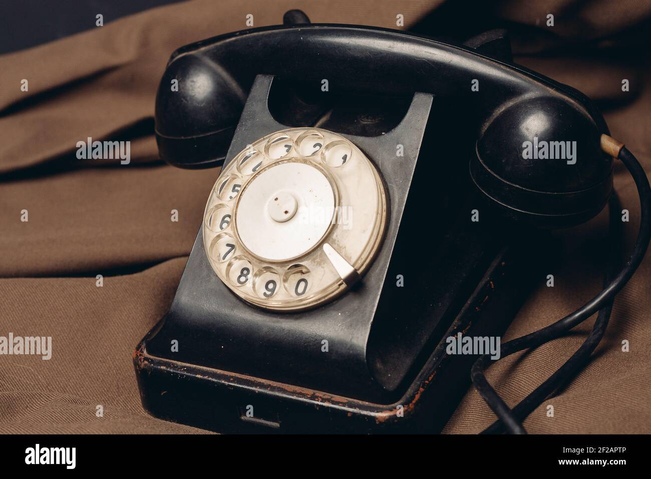 telephone vintage technology old style communication brown cloth Stock ...