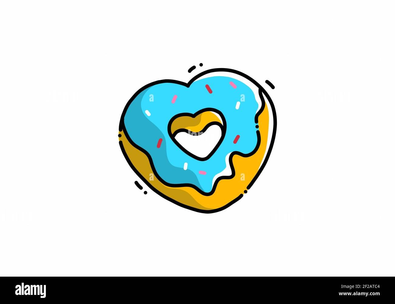 Donuts with blue cream kawaii illustration design Stock Vector