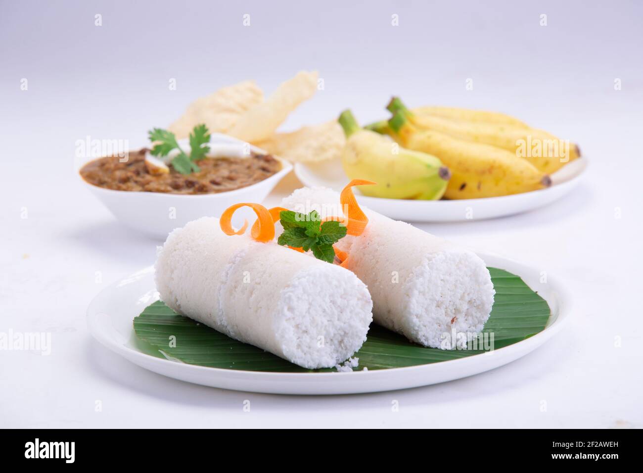 Puttu, steam cake ,white raw rice puttu , pacharisi maavu puttu with