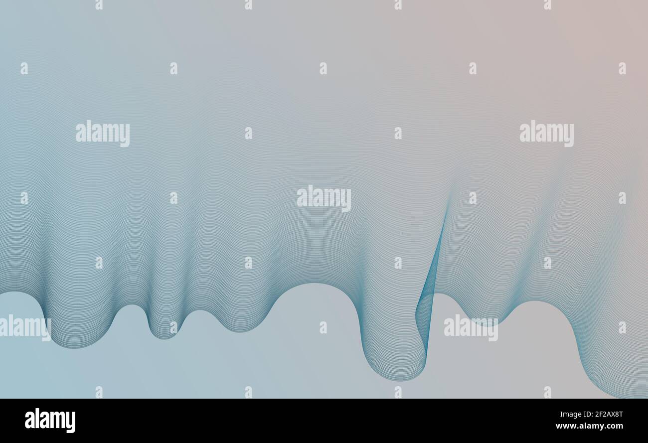 3D abstract digital wave in pastel blue colours. Futuristic wave lines ...