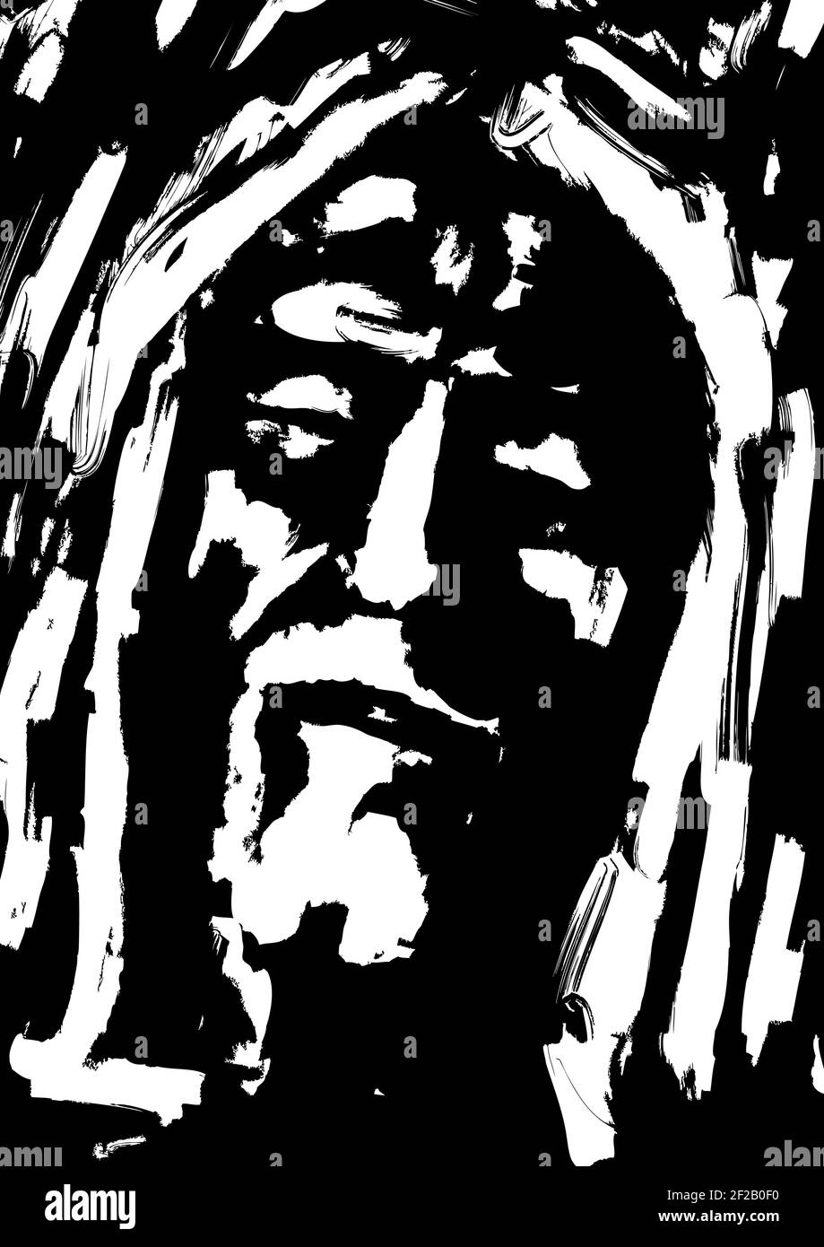 Jesus Christ face. Christian and Catholic religion. Vector illustration Stock Vector