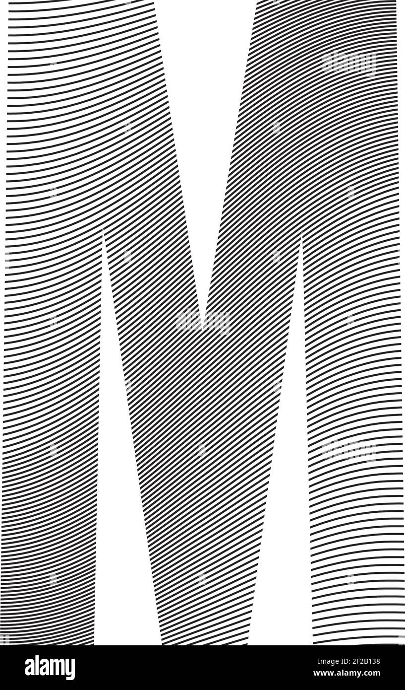 Decorative capital letter M with stripes. Can be used for logos, drop ...