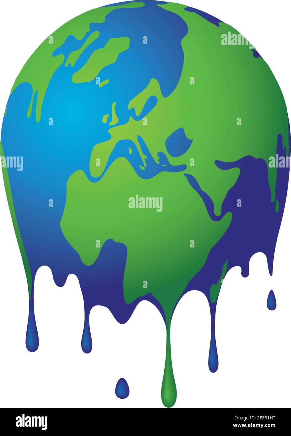 drawing of the world melting due to global warming Stock Vector