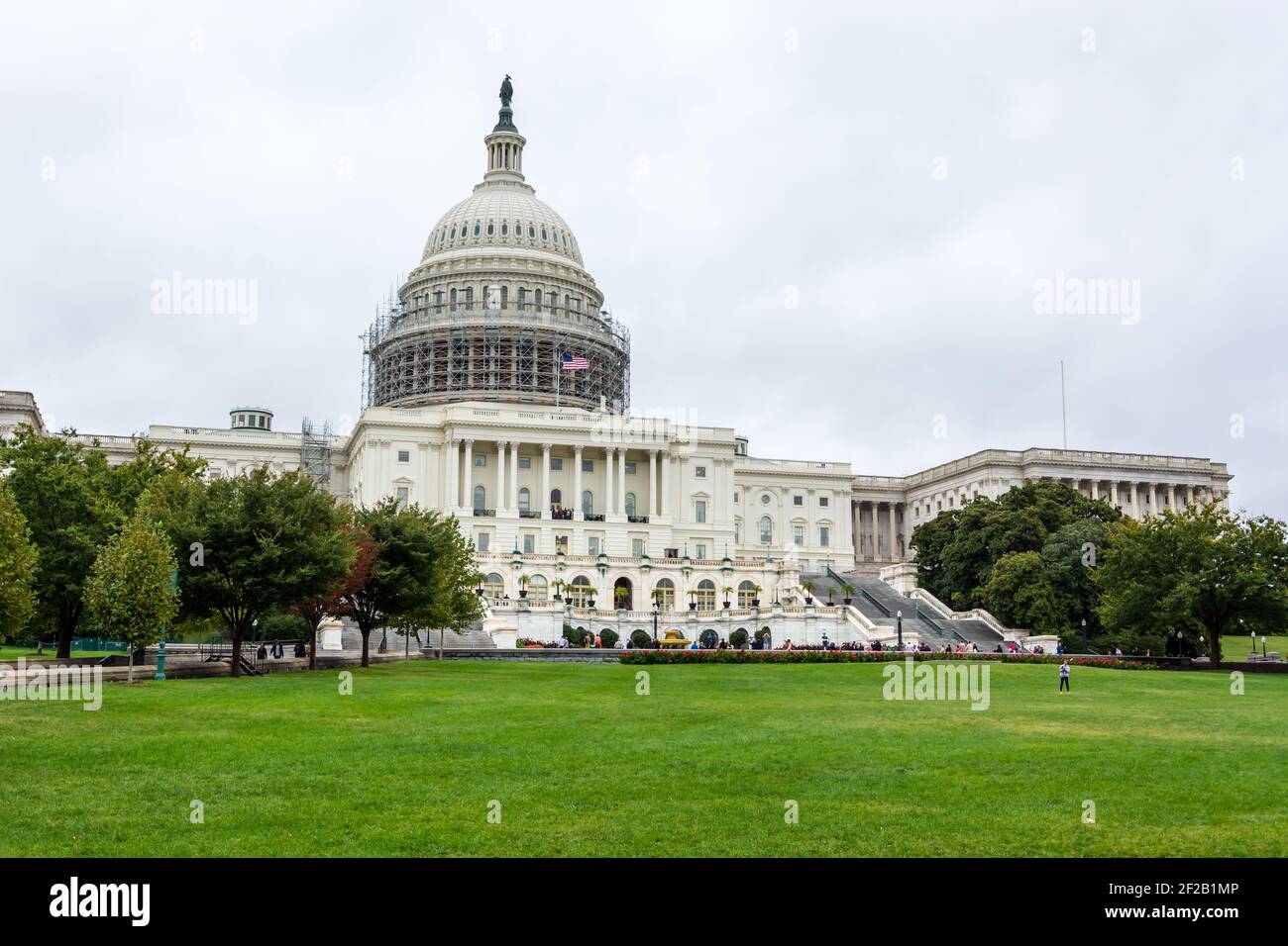 WASHINGTON, UNITED STATES - Sep 25, 2014: View of the Capitol in Washington under a cloudy sky. The Capitol is the seat of the Senate as well as a mus Stock Photo