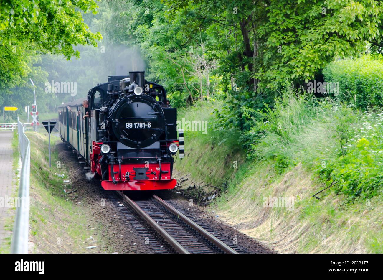 BINZ, GERMANY - Jun 15, 2013: A view of the Rasender Roland narrow ...