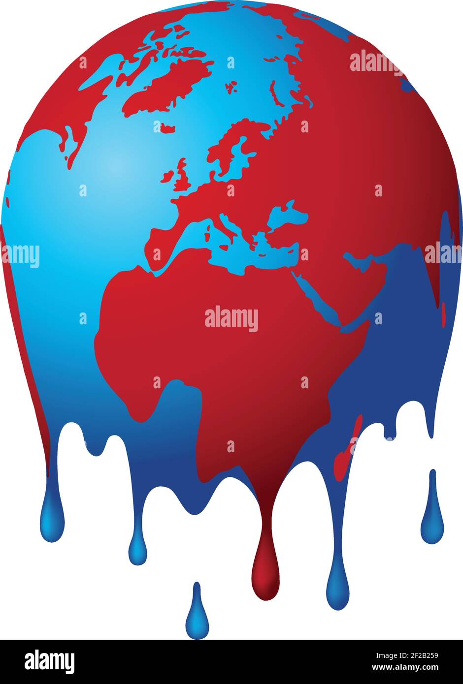 drawing of the world melting due to global warming Stock Vector