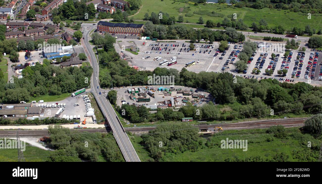 aerial view of Redbridge Household Waste Recycling Centre & Redbridge Park and Ride, near Oxford, Oxfordshire Stock Photo