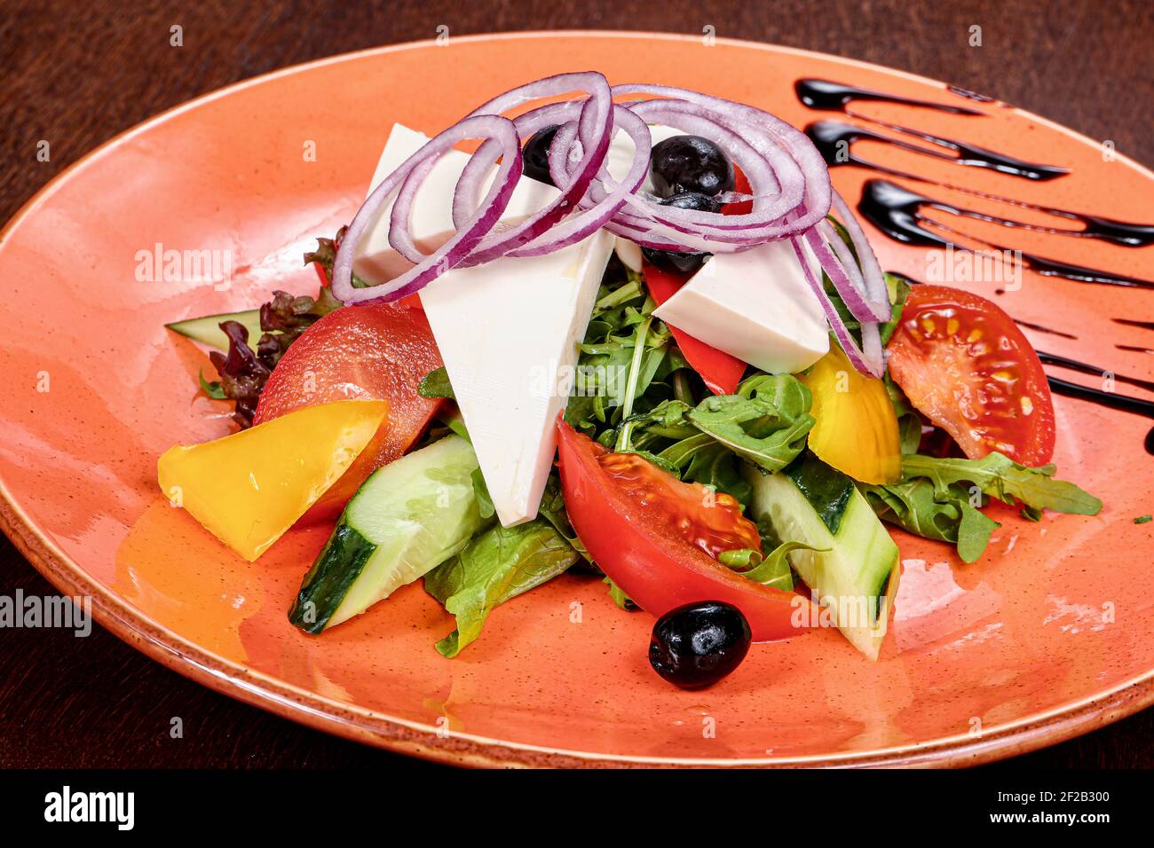 Traditional Greek salad with feta cheese and vegetables Stock Photo Alamy