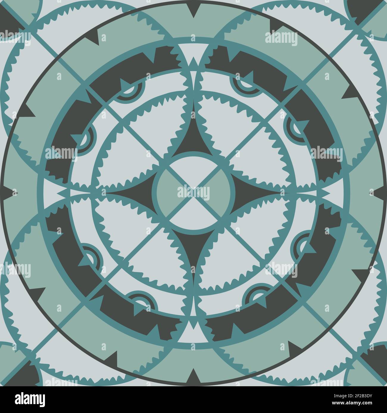 Seamless vector pattern mosaic circles. Blue texture with discs. Abstract background. Stock Vector