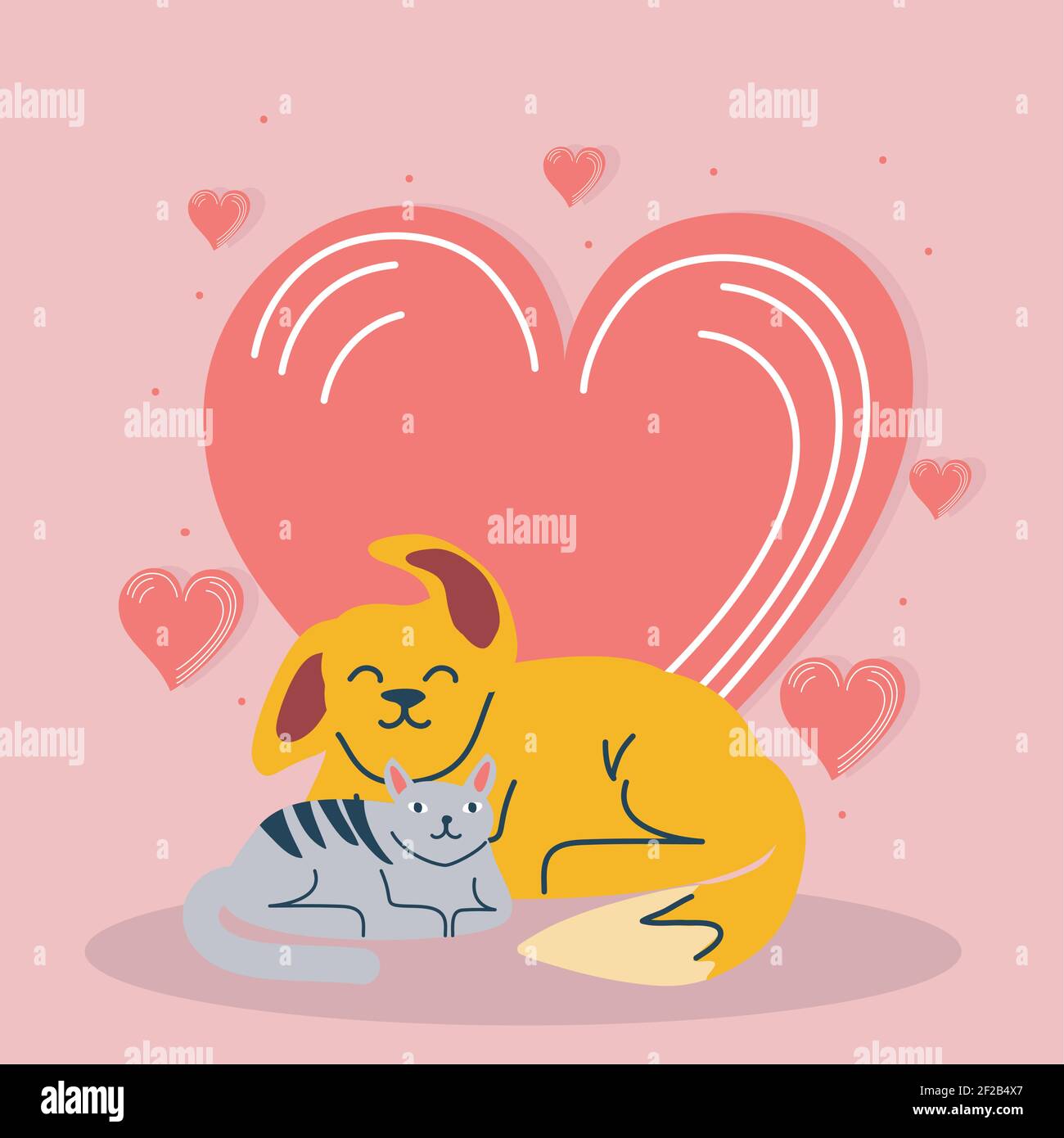 pets love cartoon cat dog Stock Vector Image & Art Alamy
