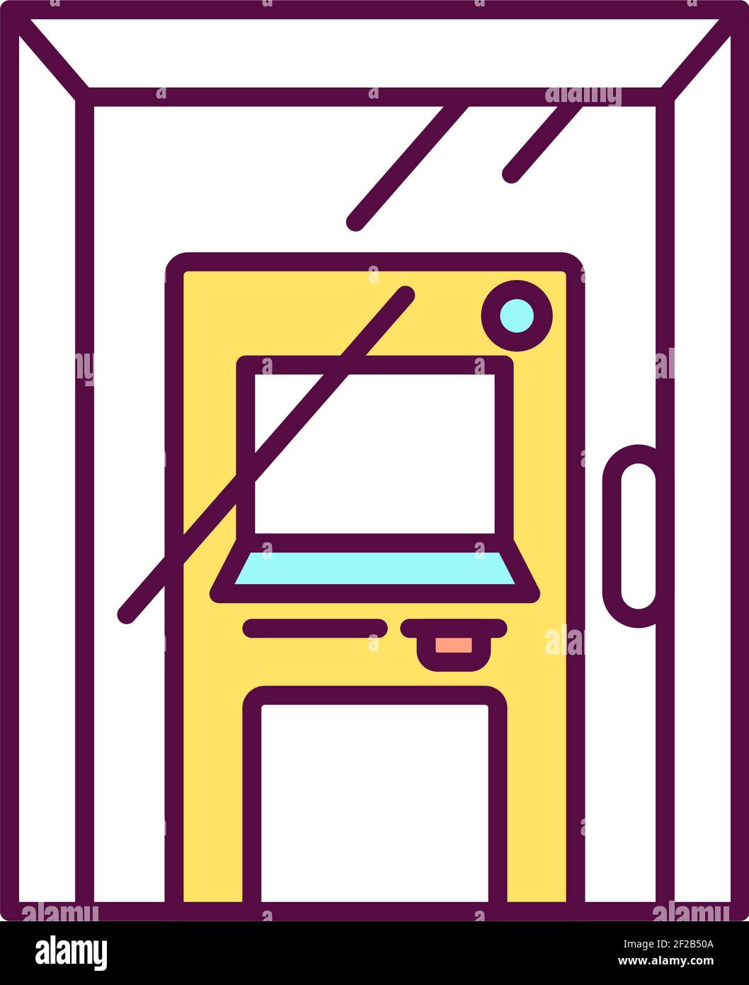 Functioning locked door yellow RGB color icon Stock Vector
