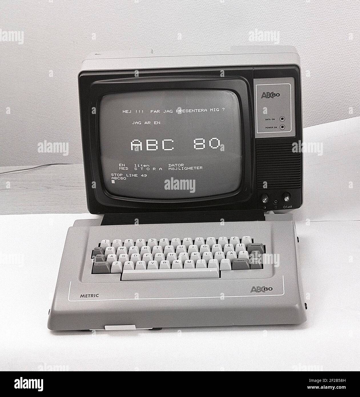 ABC 80. Advanced Basic Computer 80 was a personal computer engineered by the Swedish corporation Dataindustrier and manufactured by Luxor in the late 1970s. It was introduced to the market on august 24 1978 just as the personal computer was an international phenomenon. By the year 1979 ABC80 was the most popular personal computer in Sweden and it was also used in schools. The ABC80 computer was the reason for the fast development of computer usage. Photo Kristoffersson EK155-7 Stock Photo