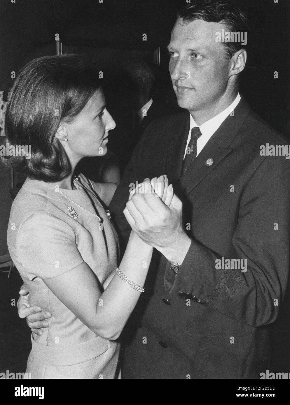 King Harald of Norway. Pictured when being crown prince with his wife Sonja dancing 1968 Stock Photo