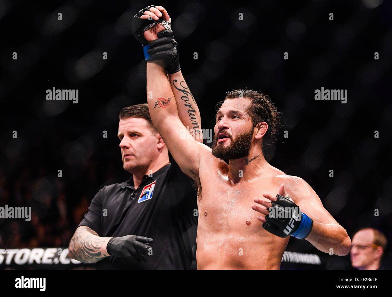 London, United Kingdom. 17th March 2019. Jorge Masvidal celebrates win during UFC Fight Night, O2 Arena, London. Credit: Scott Garfitt /Alamy Live News Stock Photo