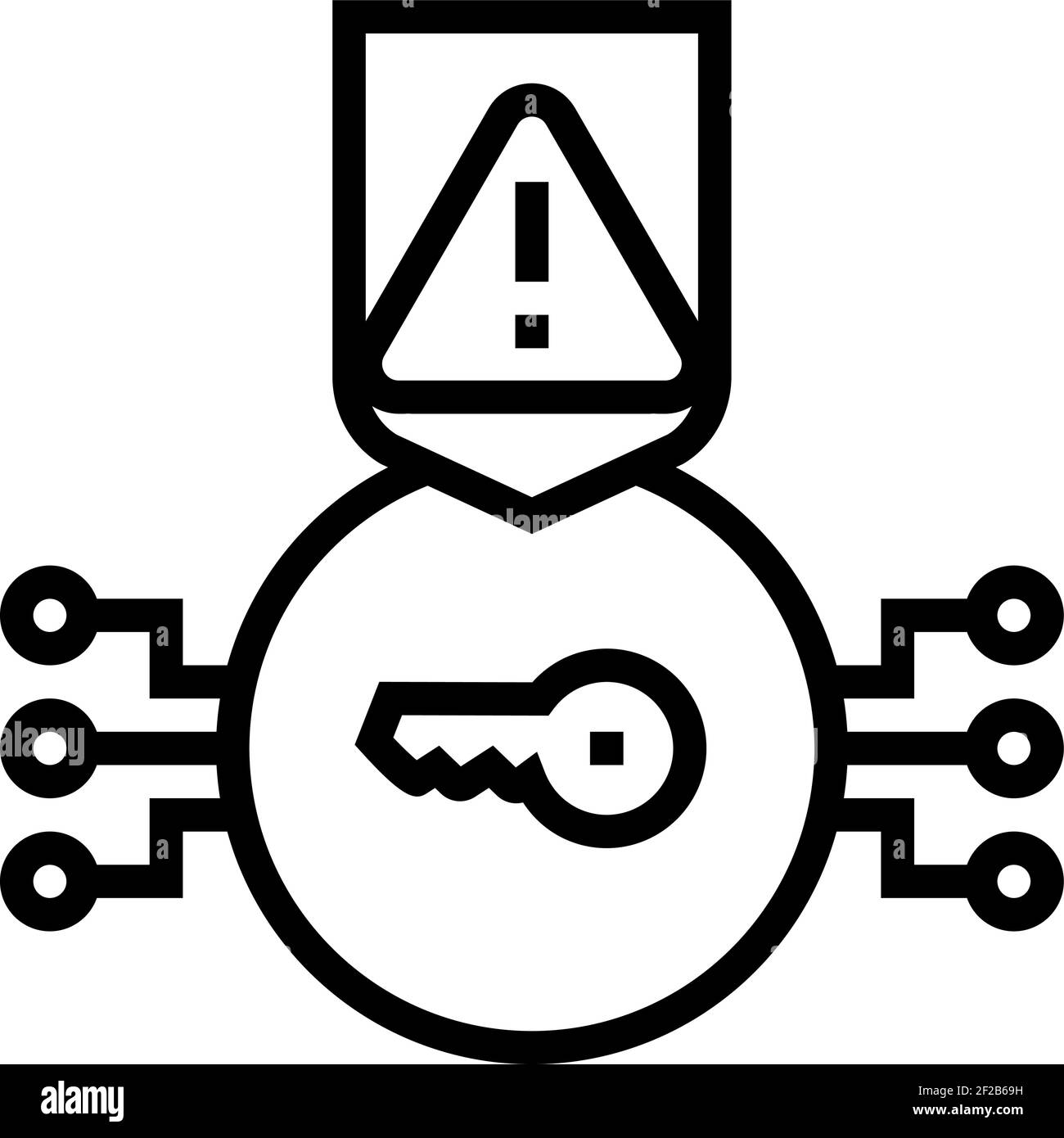 electronic key for protect digital information line icon vector ...