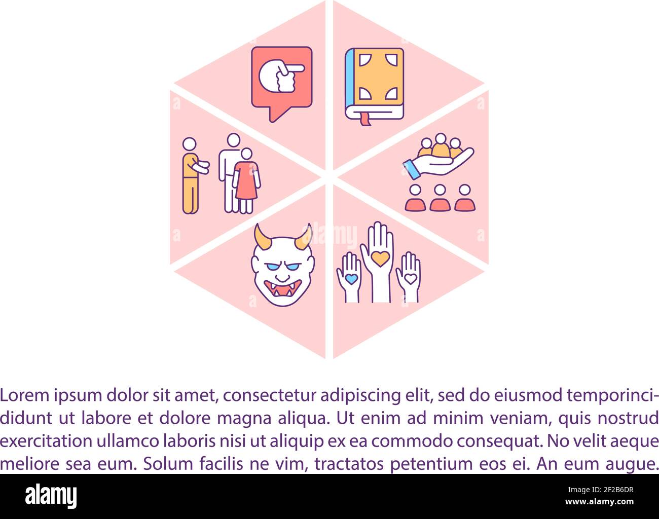 Religion pros and cons concept icon with text Stock Vector