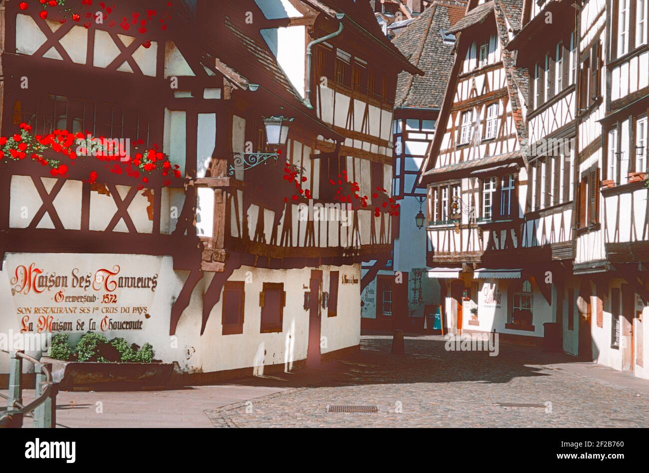 Strasbourg, France. Rue du Bain-aux-Plantes in Petite France in the Old City. Stock Photo