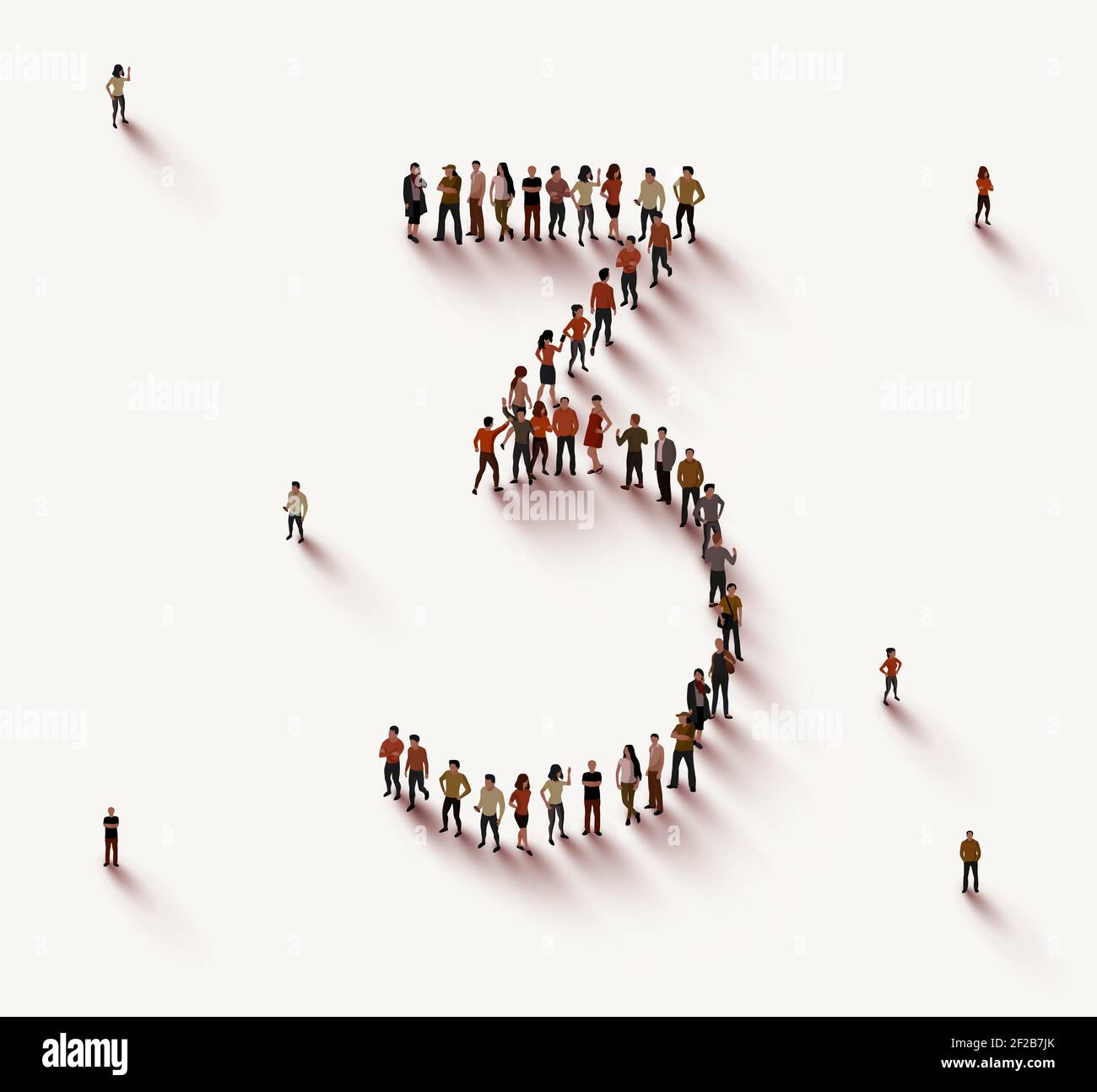 Large group of people in number 3 three form. Vector illustration Stock