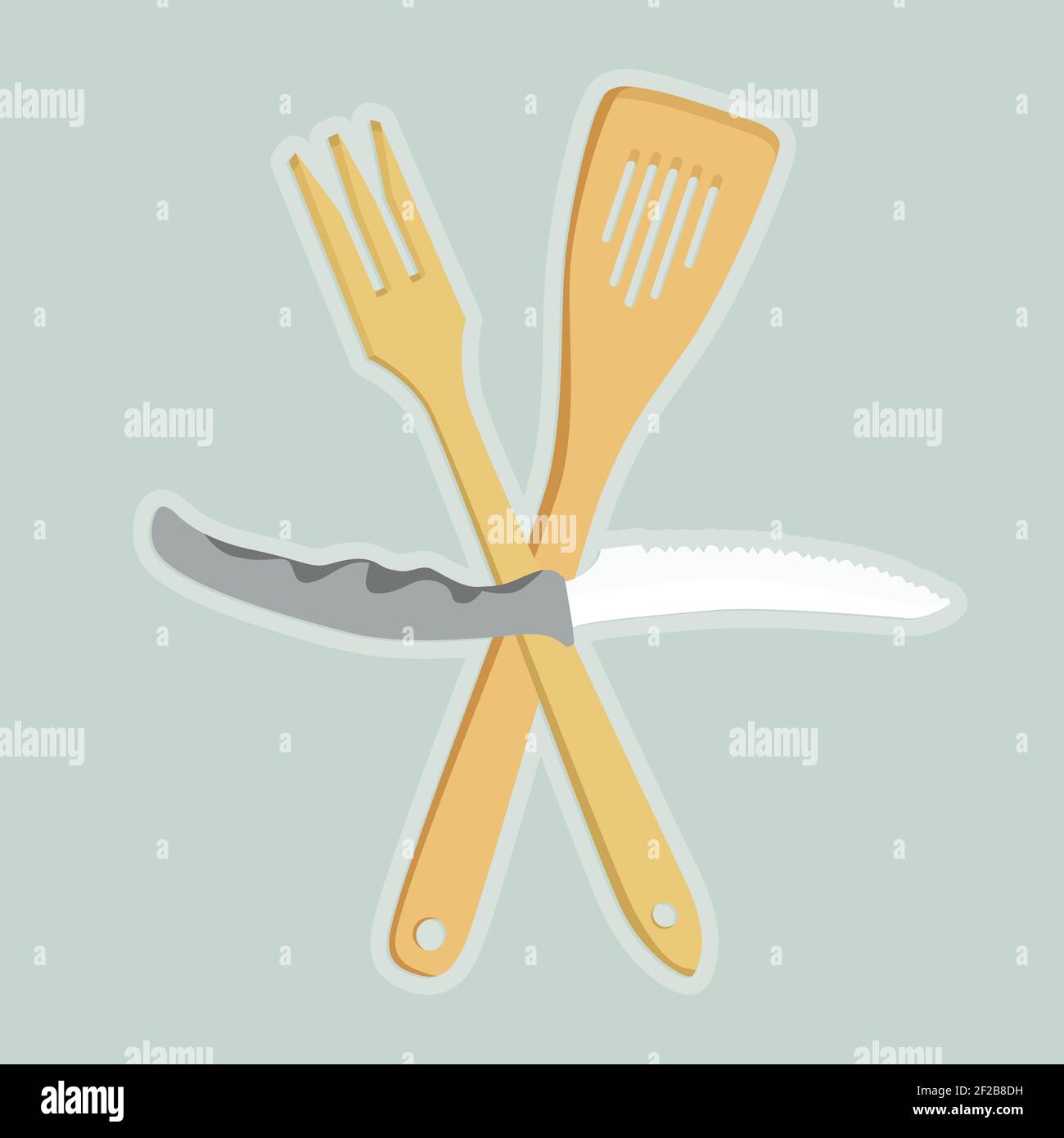 Frying tools and knife - vector illustration Stock Vector Image & Art ...