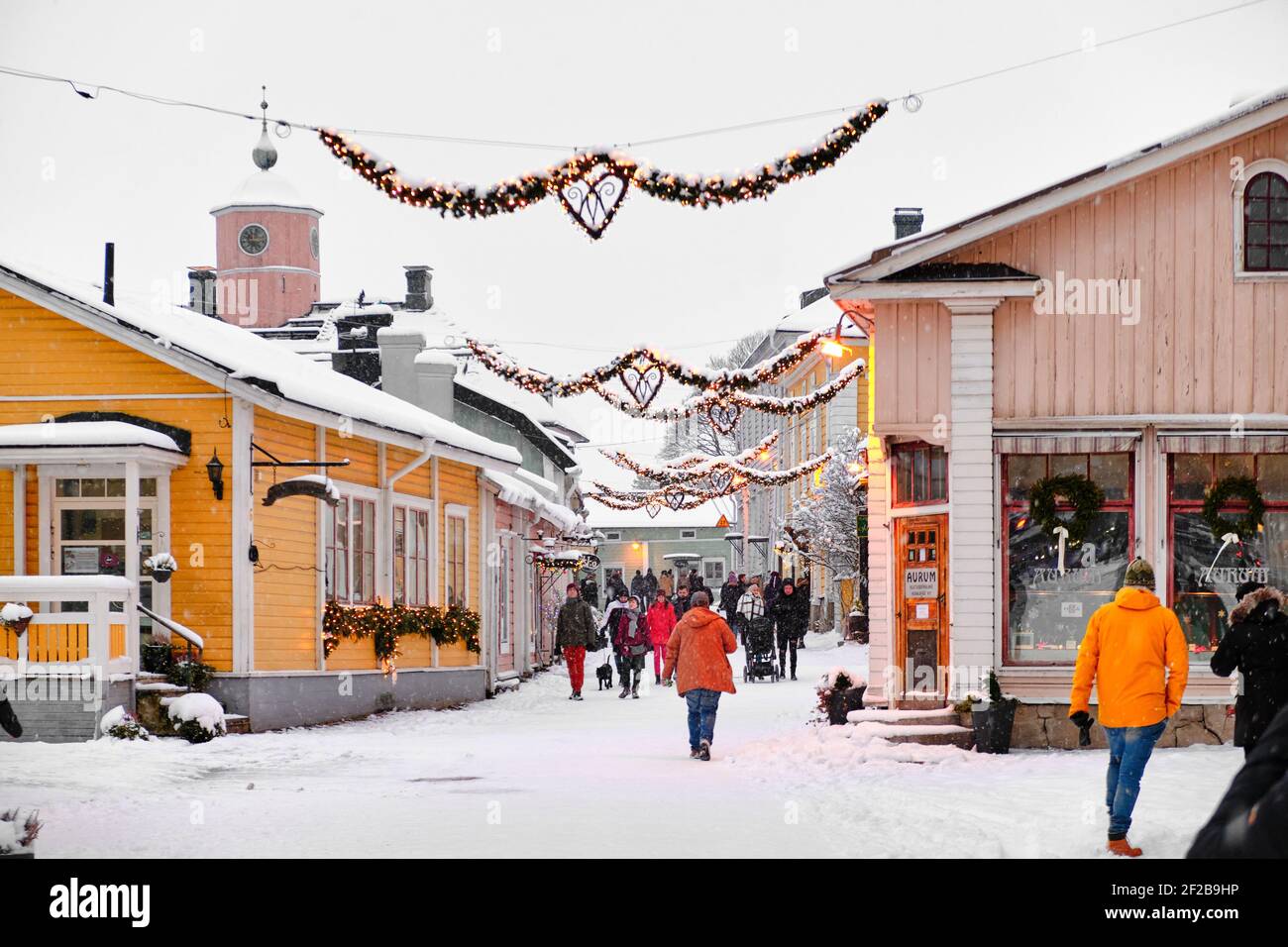 Porvoo, Finland - January 3, 2021: Street in Old Porvoo decorated for  Christmas, Finland. Old Porvoo is a historic neighborhood of Porvoo City,  the on Stock Photo - Alamy
