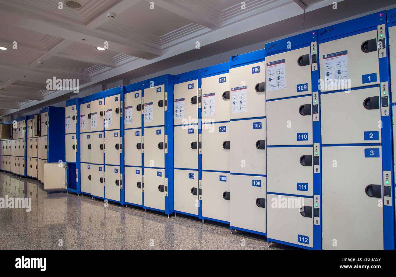 Lockers in a locker room. lockers at a railway station on