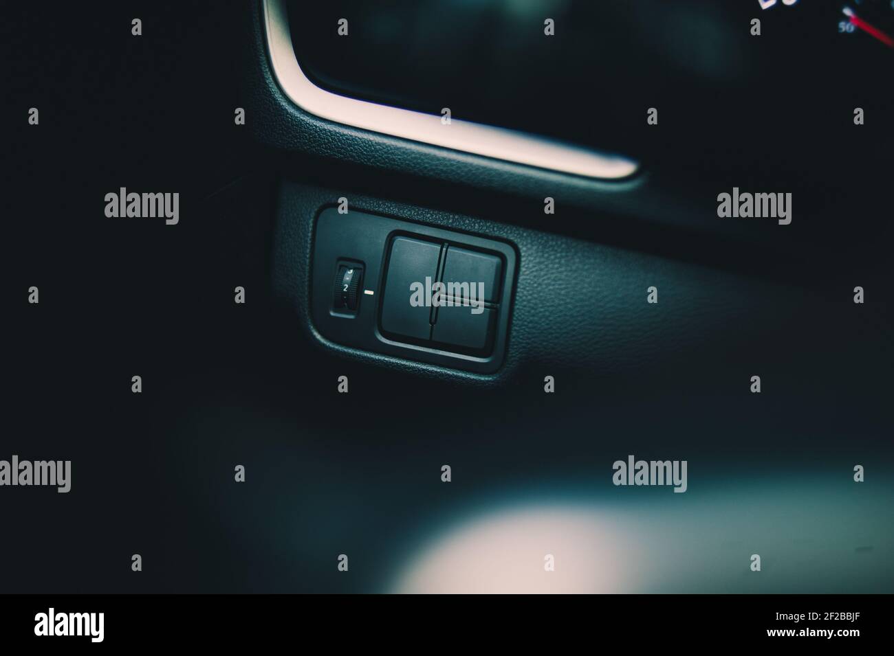 Details of a car interrior close up, toned image Stock Photo