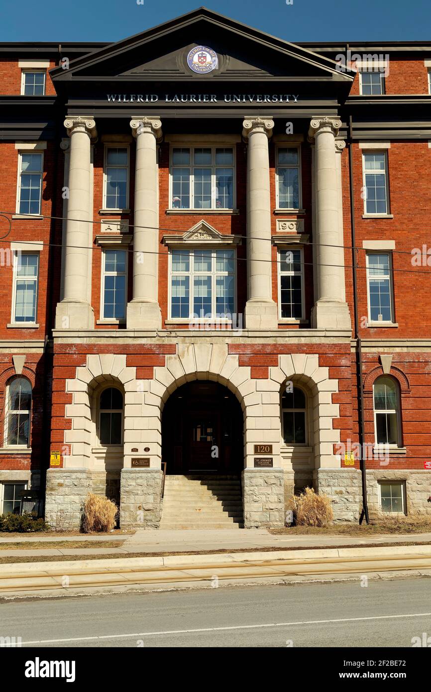 The Wilfred Laurier University in Kitchener, Ontario Canada. Formally St. Jerome College 1907. Stock Photo