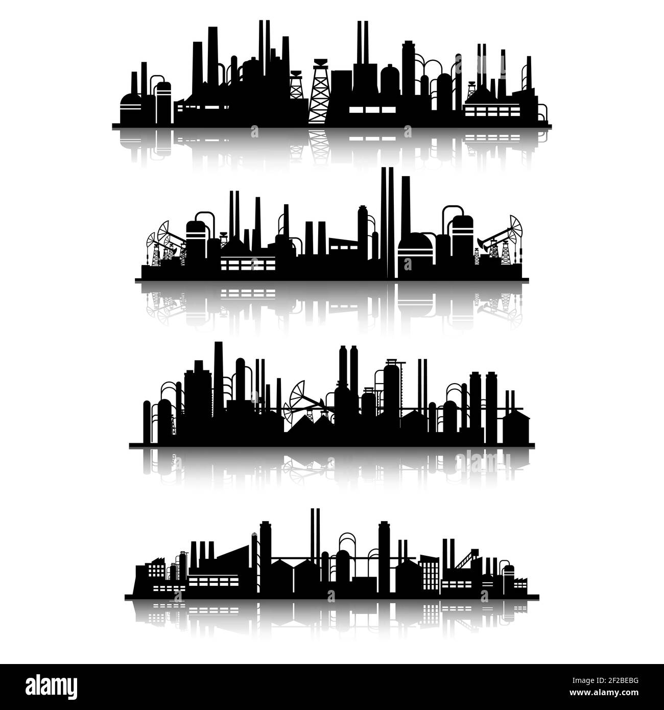 Industrial buildings silhouettes. Construction industry town set