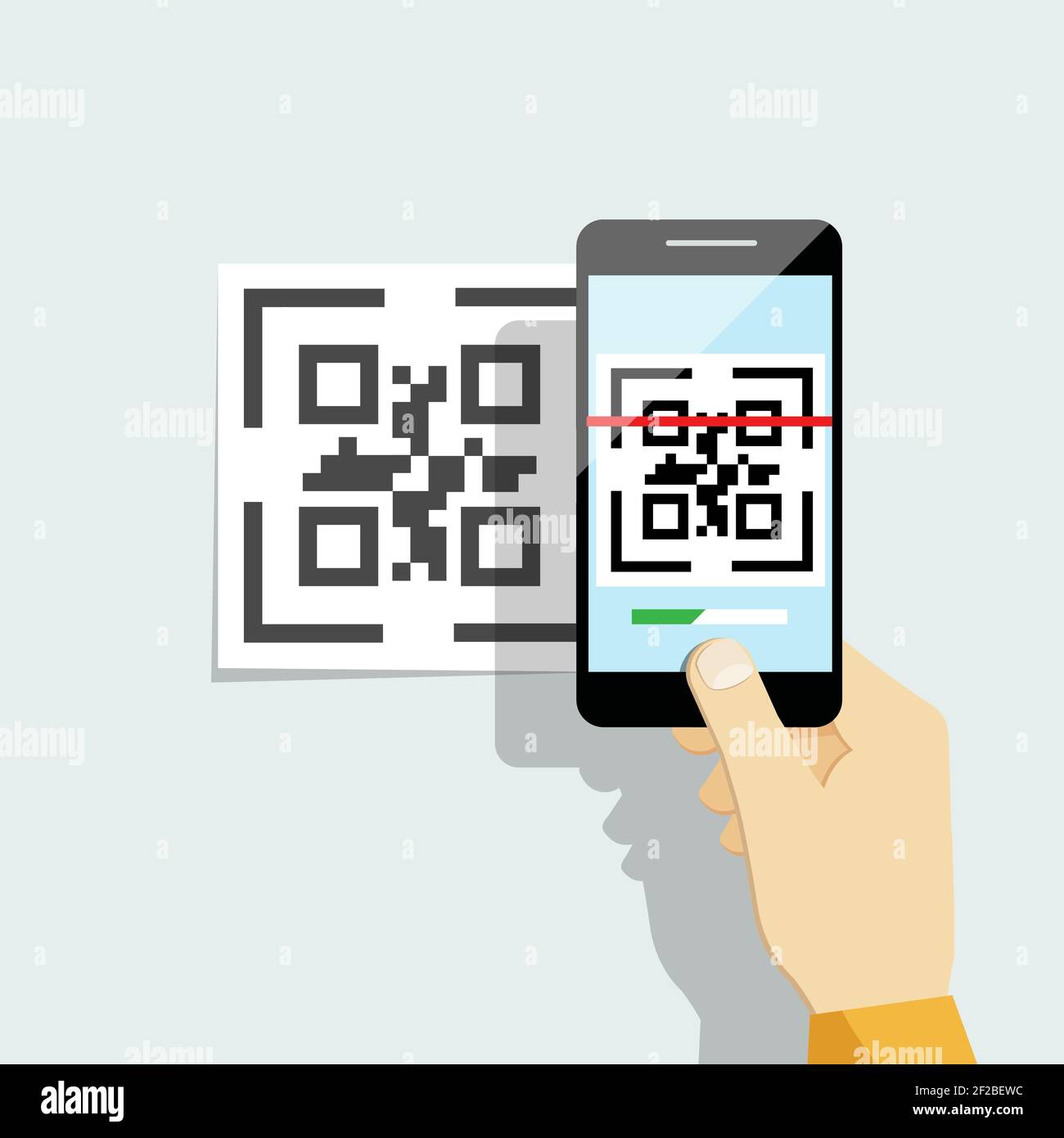Capture QR code on mobile phone. Digital technology, information barcode, symbol electronic scan. Vector illustration Stock Vector