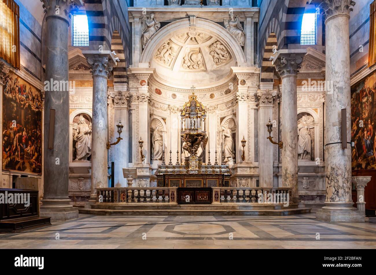 Interiors and architectural details of Pisa cathedral in Tuscany, Italy Stock Photo