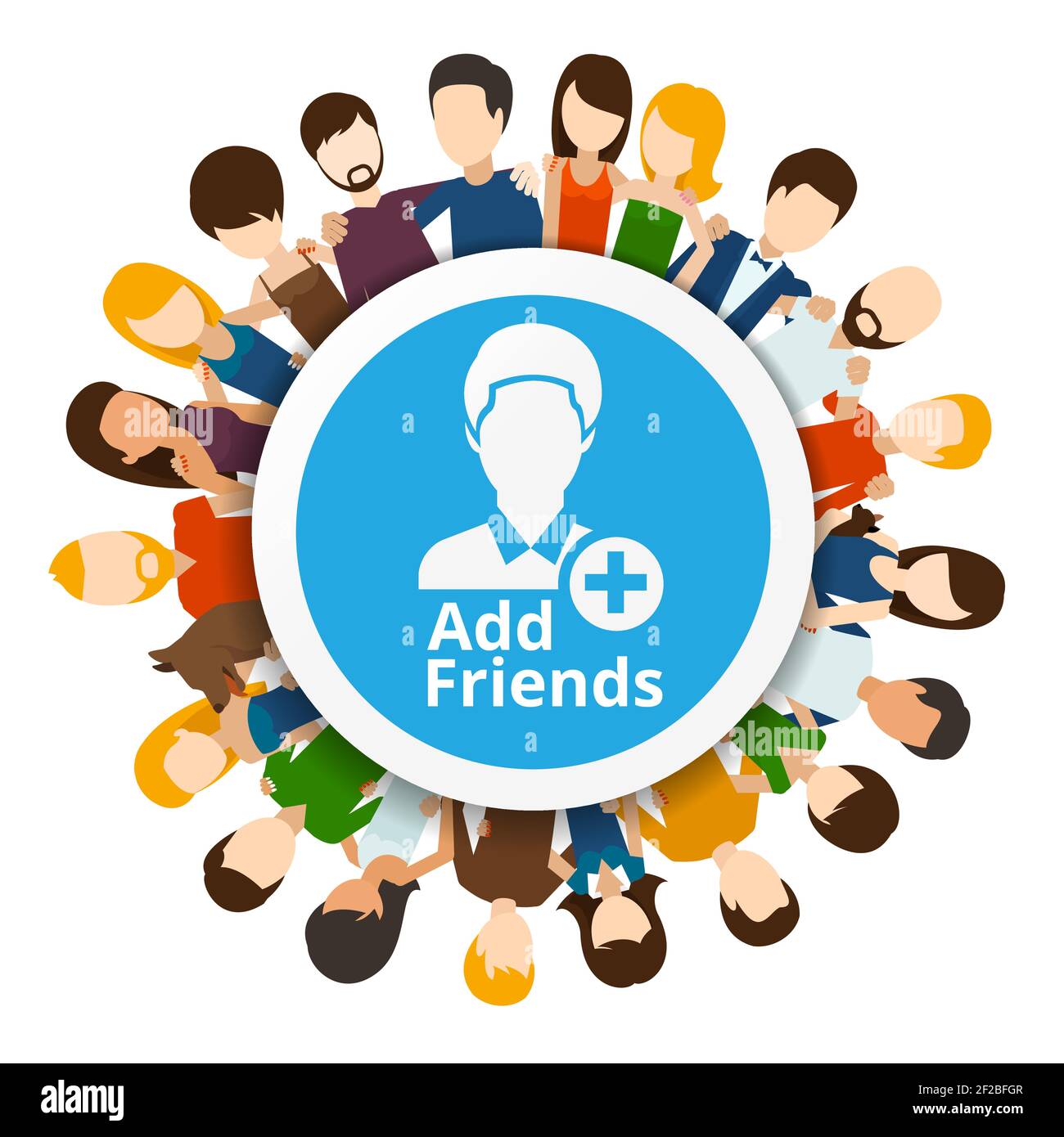 Add friends to social network. Community internet, web friendship, vector illustration Stock Vector