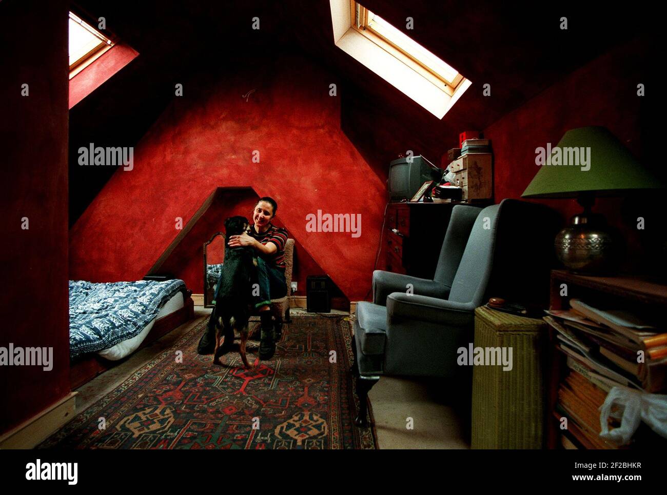 Shelly Russell in her loft conversion house January 1999in Brixton for the Property Section Stock Photo