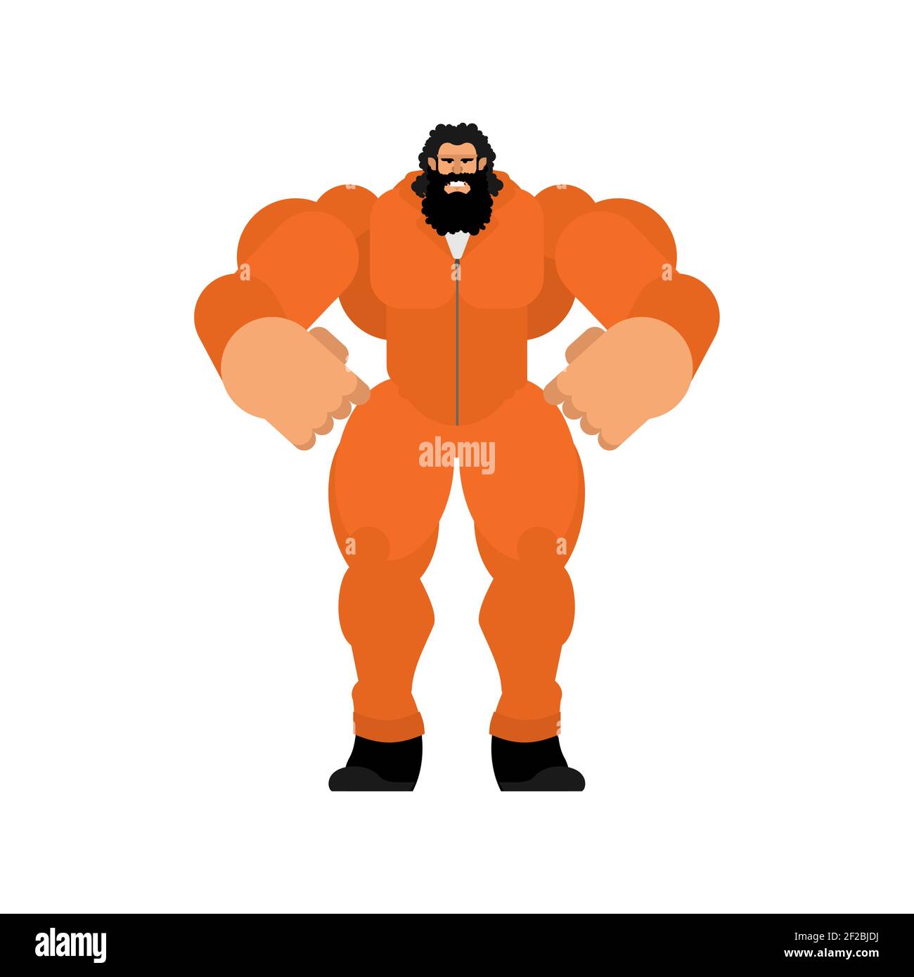 Strong prisoner in orange jumpsuit. Big and scary convict. vector  illustration Stock Vector Image & Art - Alamy