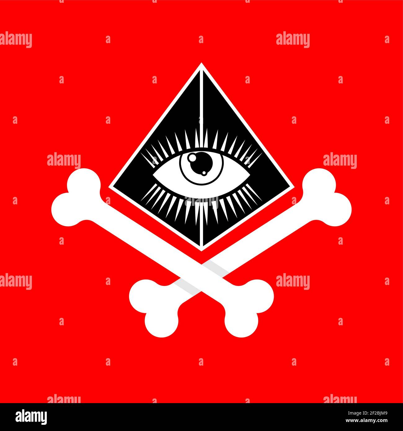 All-seeing eye and bones. secret sign of arcane society Stock Vector