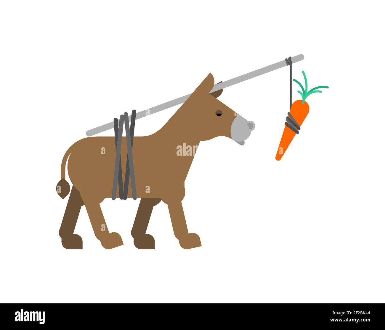 Donkey and carrot isolated. Goal achievement concept Stock Vector